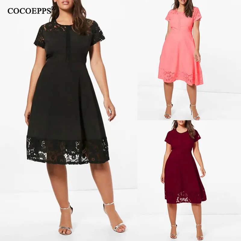 6XL модное летнее платье большого размера, повседневное элегантное кружевное платье, женские платья размера плюс, женская одежда Vestidos