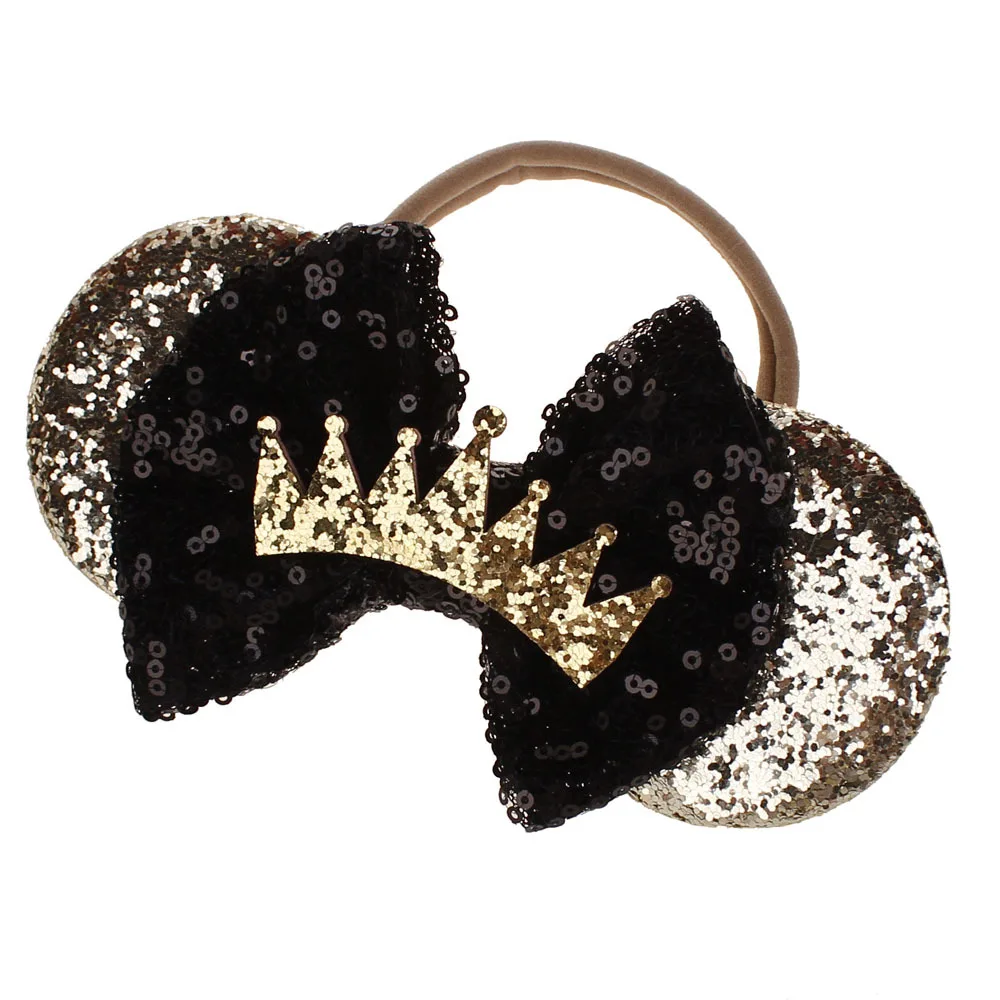 Cute Mouse Ear Headband For Summer 2018 Girls Glitter Sequin Bow Hair Band Kids Birthday Party Padded Crow Ears Accessories | Детская
