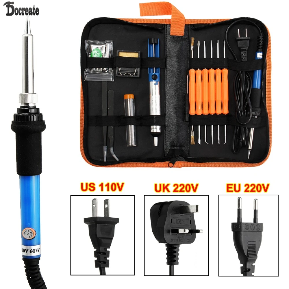 110V/220V 60W Electric Adjustable Temperature Welding Soldering Iron Tool Kit Set | Инструменты
