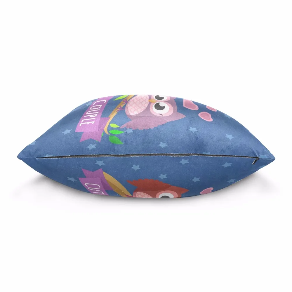 Purple Blue Decorative Square Pillowcase Covers 40/45/50cm Protect With Hidden Zipper Cotton Velvet Throw Pillow case Owl Lovers |