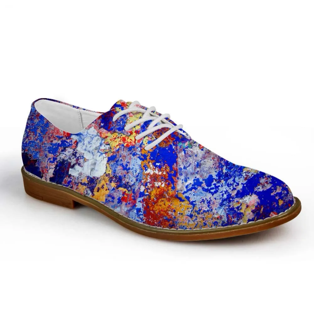 WHEREISART/Повседневные Туфли-оксфорды для подростков ручная роспись принт с маслом