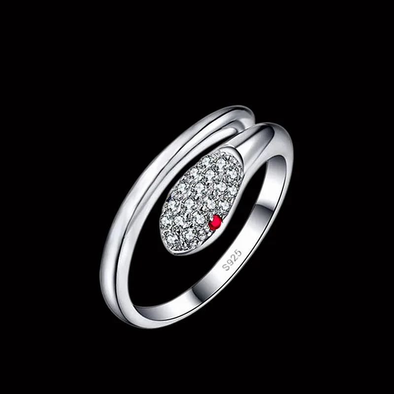Милый маленький змей 925 пробы серебро отверстия кольцо Цирконий шипованные палец