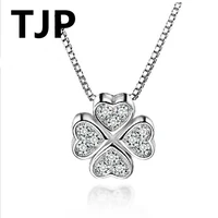 lovely clover crystal female choker neacklace jewelry fashion silver 925 pendants necklace for women wedding clavicle bijou