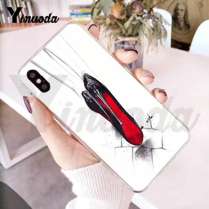 

Yinuoda Red High Heel Shoes Coque Shell Phone Case for iPhone 8 7 6 6S Plus X 10 5 5S SE XS MAX XR11 11pro 11promax