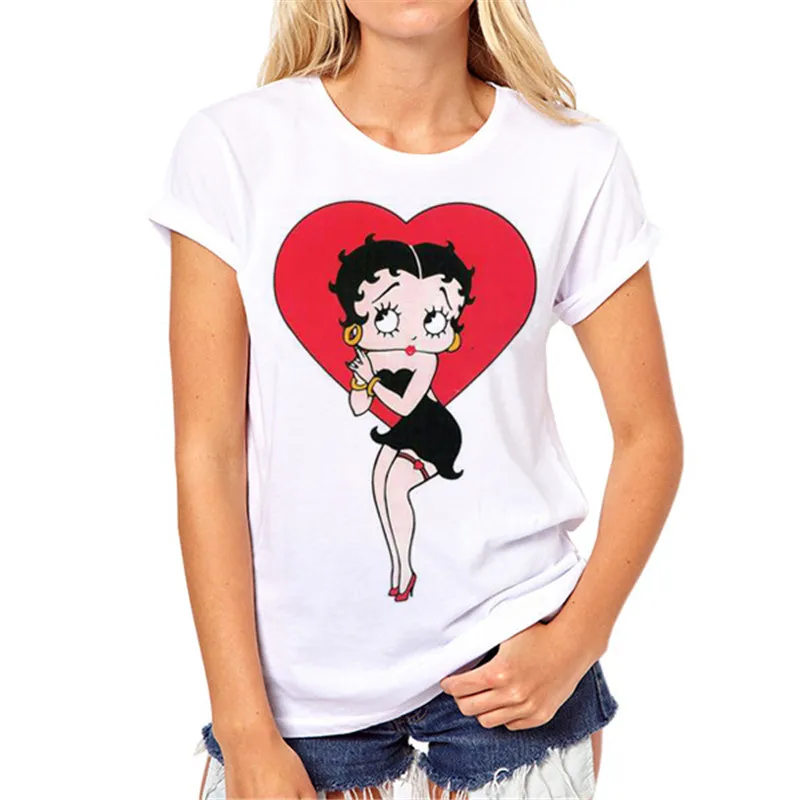 Новая женская футболка Betty Boop с принтом Белоснежки милым животным Повседневная