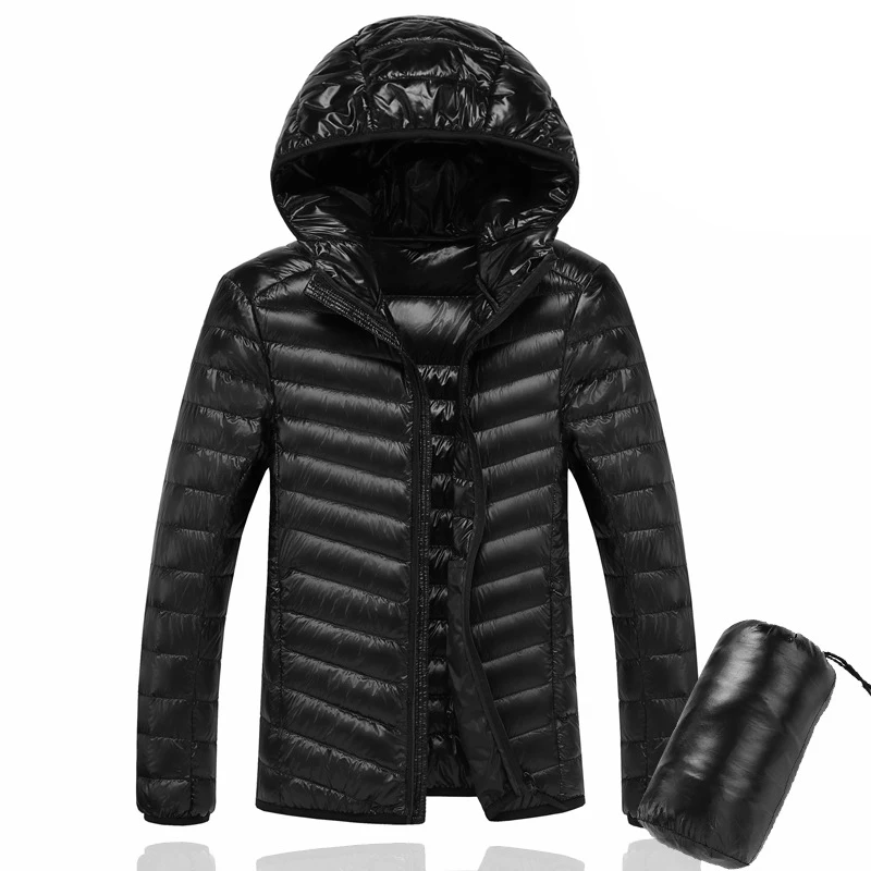 6XL 7XL 90%White Duck Down Jacket Hooded Warm Jacket Coat Men's Feather Ultralight Down Jackets Men Outwear Coats With Carry Bag