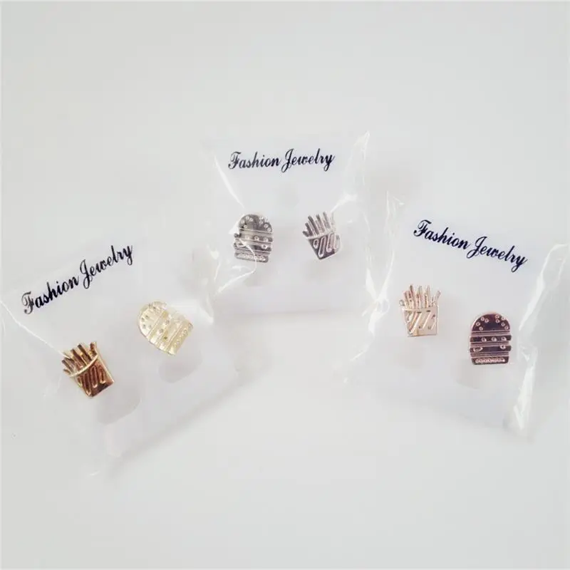 

Fashion hamburgers French fries stud earrings, fast food stud earrings, personality party stud earrings for women
