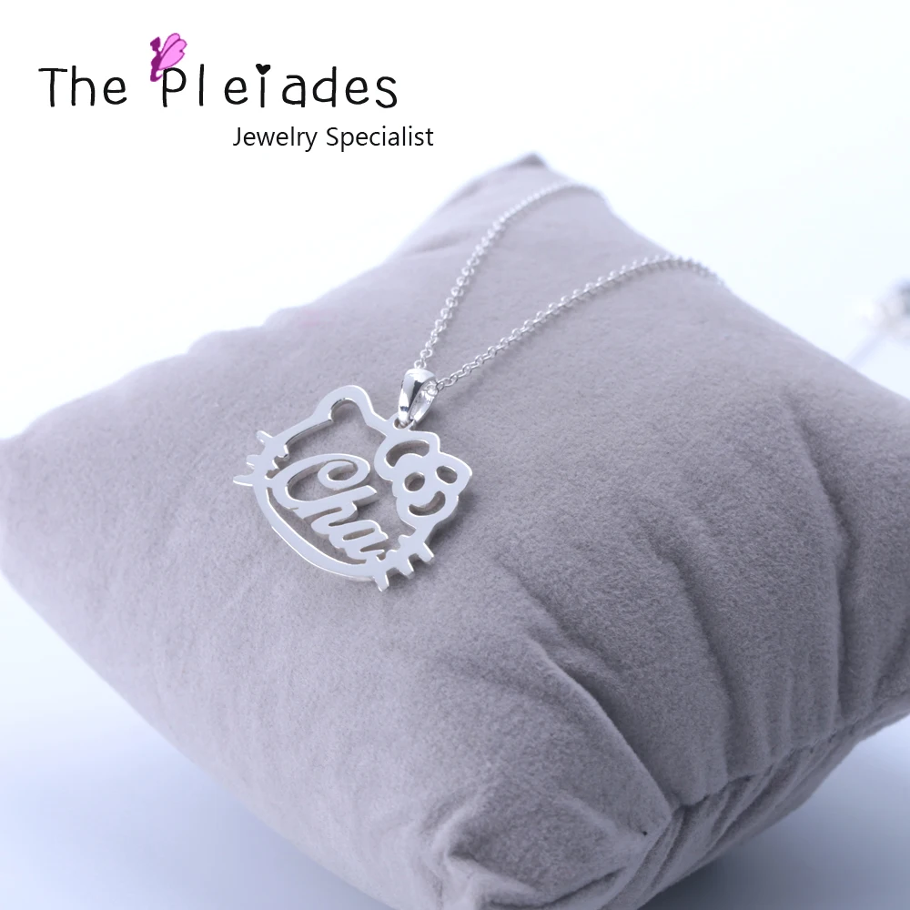 Кулон с именем из мультфильма ожерелье на заказ для детей Серебряные