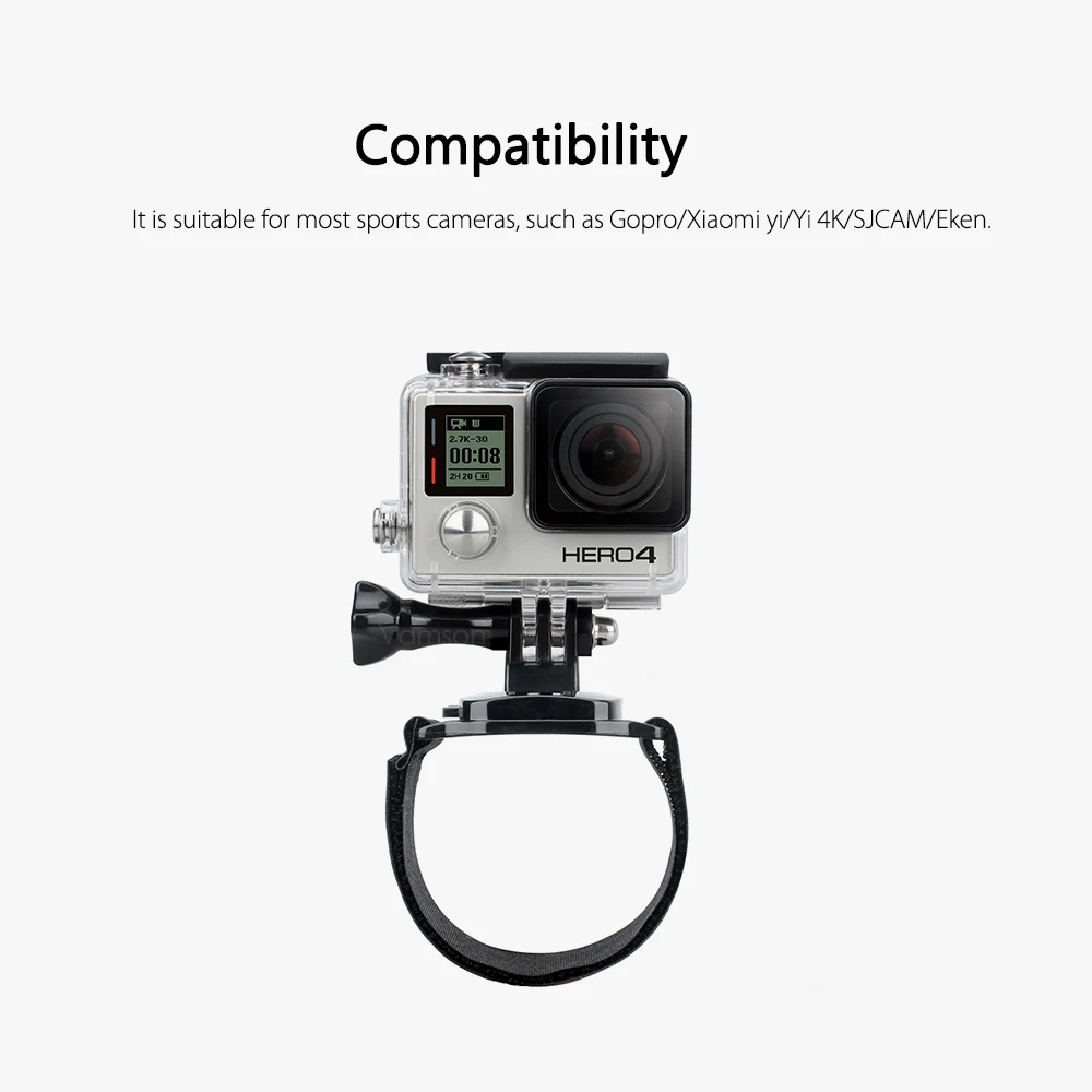 Vamson для Go pro Аксессуары 360 градусов вращающийся ремешок на запястье GoPro hero 8 7 6 4 SJCAM