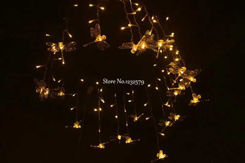 Гирлянда занавеска в виде стрекозы 4 м 100 светодиодов 18P|curtain string light|string lightslighted party