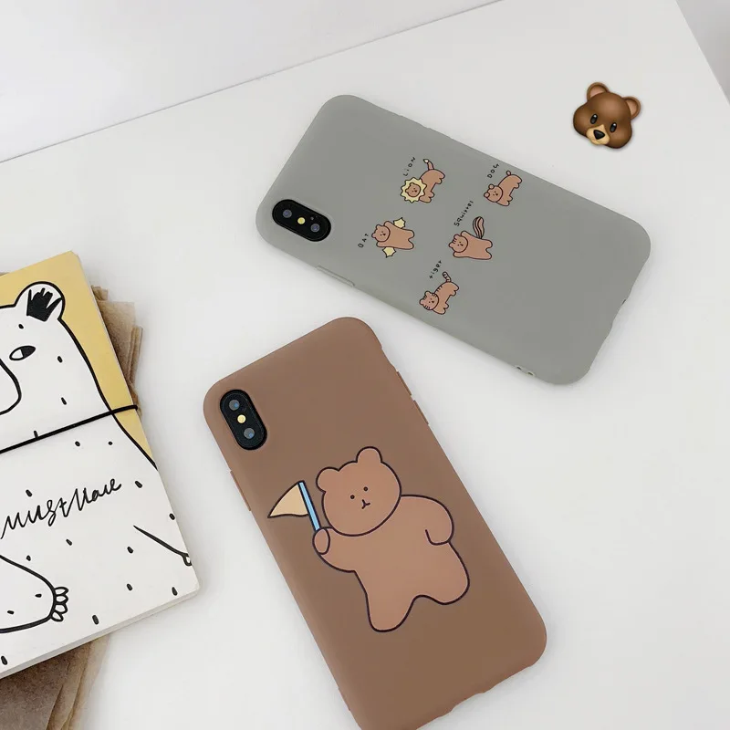 Силиконовый мягкий чехол для телефона с изображением медведя из мультфильма для iPhone 7, 11 Pro, X, XS, MAX, XR, 6, 6s, 8 Plus, забавная матовая задняя крышка, Толстая сумка