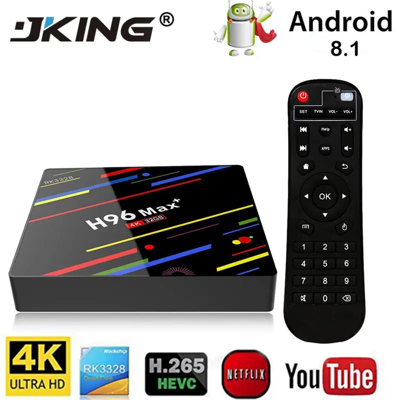 ТВ приставка JKING H96 MAX Plus Android 8 1 4gm ram 64gb Rockchip RK3328 USB3.0 H.265 4K Youtube Netflix Google Play Smart tv