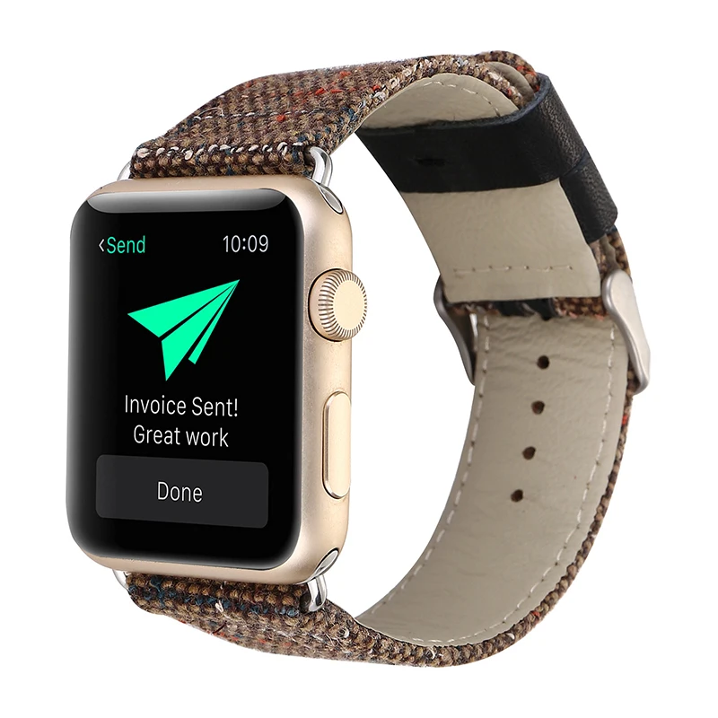 Ремешок для часов из льняной ткани и кожи 38 42 мм Apple Watch 1 2 3 iWatch|Ремешки часов| |
