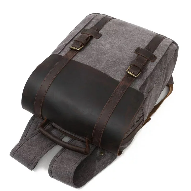 Винтажный Мужской рюкзак кожаный холщовый для ноутбука школьная сумка Mochila Feminina