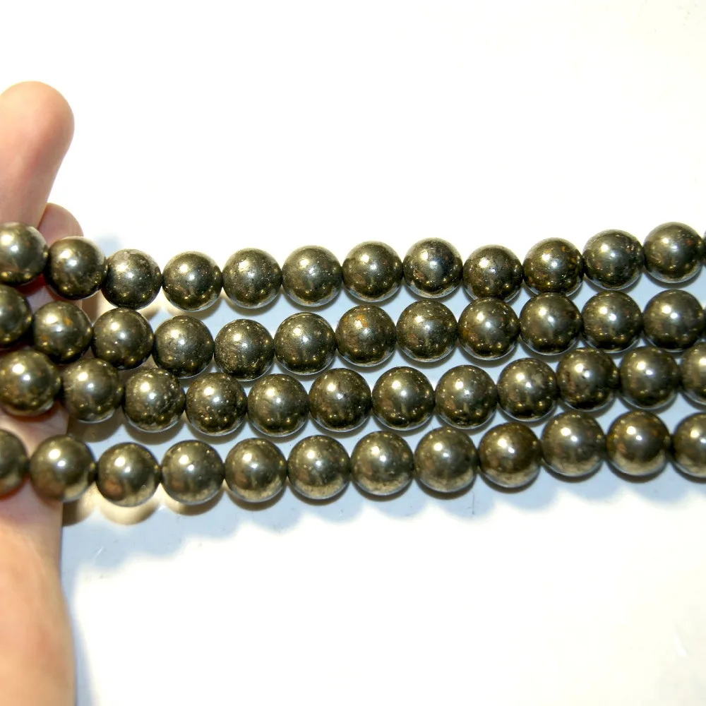 Оптовая продажа круглые бусины из натурального пиритового камня для