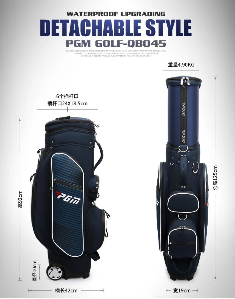 

Waterproof Golf Bags with Wheels Retractable Standard Caddy Bag Can Hold Complete Golf Set Bag Nylon Golf Cart Package D0480