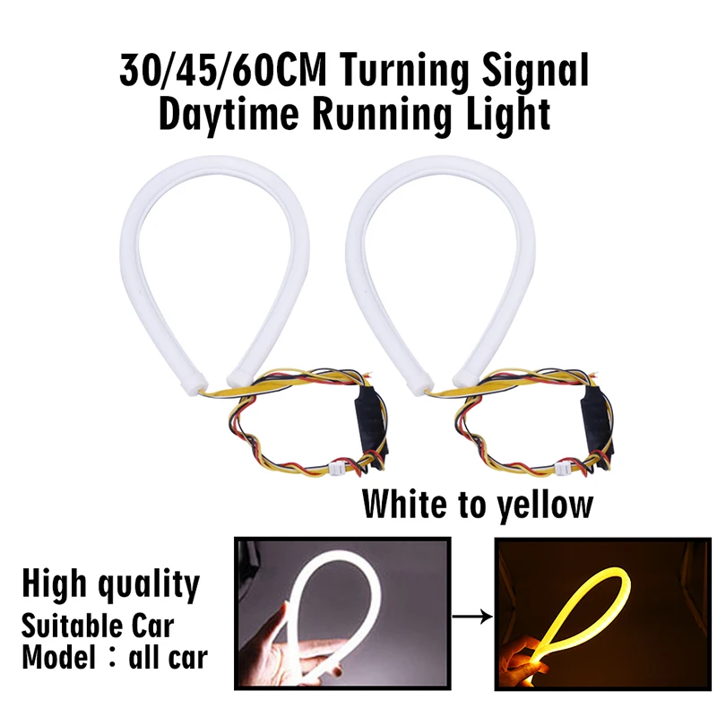 CARLitek 30/45/60 см Led DRL полоса белый желтый течет ходовой индикатор лампа указателя