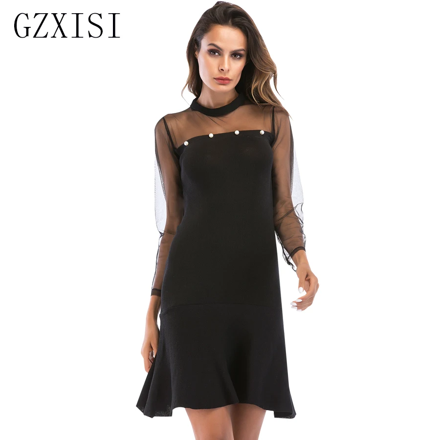 

summer dress women vestidos verano 2018 casual mesh voile sexy party dress mini feminine full black dress ladies