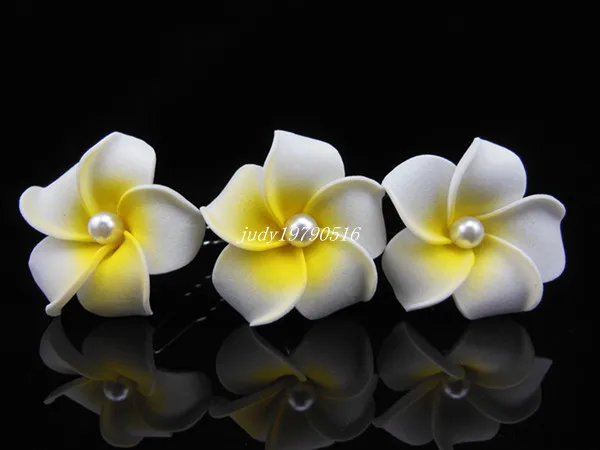100 шт белый Гавайский Плюмерия Жемчужный Цветок пена заколки для волос