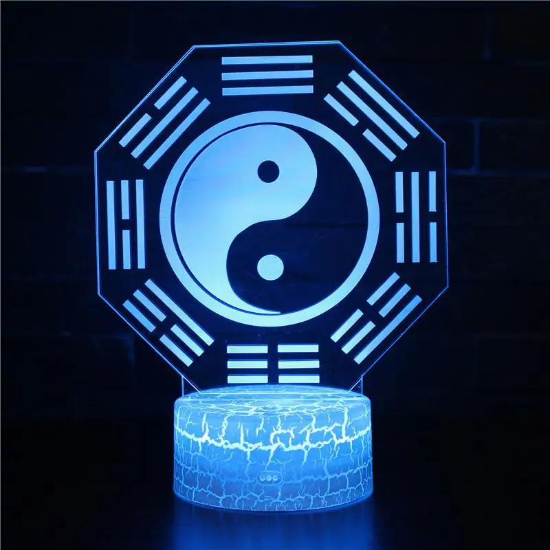 Настольные 3d лампы Bagua Totem для гостиной креативные Usb штекеры семь цветов