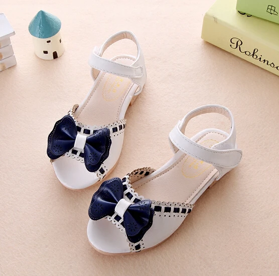 2017 летние новые корейские сандалии для девочек обувь принцессы с бантом детская