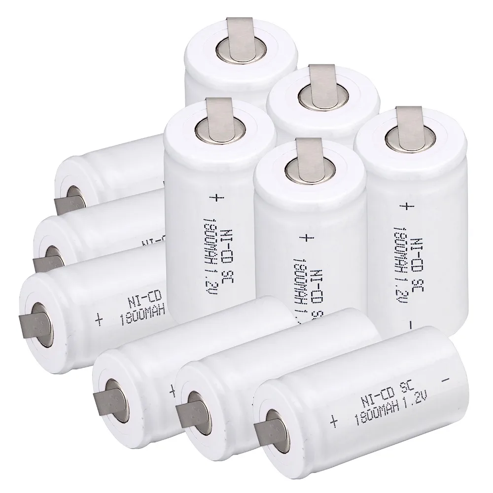 

New arrival !11 PCS 1800 mah SC Ni-CD rechargeable battery -white color 4.25*2.2cm
