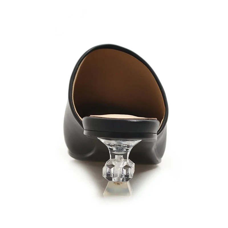 Женские туфли без задника черные или белые удобные шлепанцы с квадратным носком