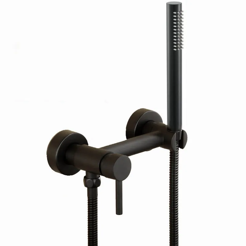 

Bathroom Black Shower Faucet with Hand Shower Wall Mount Single Handle Solid Brass Bathtub Shower Mixer BF110