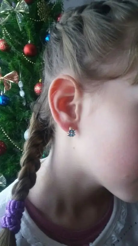 Серьги кольца для девочек Lucky с четырехлистным клевером синими кристаллами