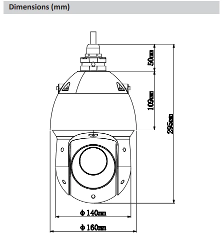 Сетевая камера Dahua 4MP 12x IR PTZ H.265 H.264 Поддержка PoE + 100 м Водонепроницаемая ip IP66 5 3 мм ~ 64