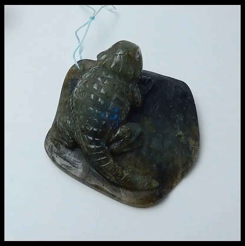 New Design Natural Stone Carved Phrynosoma Platyrhinos Labradorite Necklace Pendant 61x57x27mm 116.90g fashion jewelry accessory