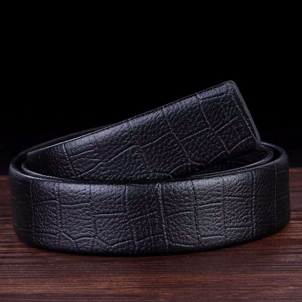 Mens Bamboo Pattern Leather Belt Men Without Buckle Black Faux Waist Belts No Automatic Strap Waistband | Аксессуары для одежды