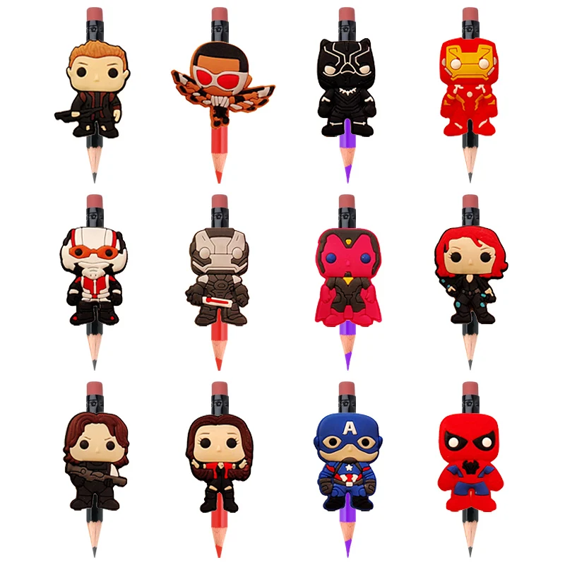 100 шт Marvel Мститель мини-ручки-карандаши для ручек, школьные принадлежности, колпачки для карандашей, канцелярские принадлежности для студентов, подарок для детей