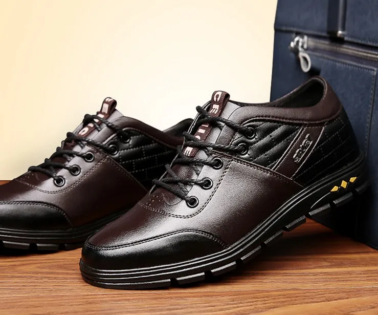 Men Casual Fashion Breathable Leather Height Increase Elevator Shoes Spring Lace Up 6CM Zapatos Hombre Sneakers Male |