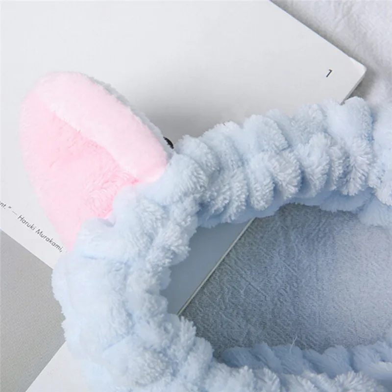 Милые эластичные повязки на голову из кораллового флиса с кошачьими ушками для