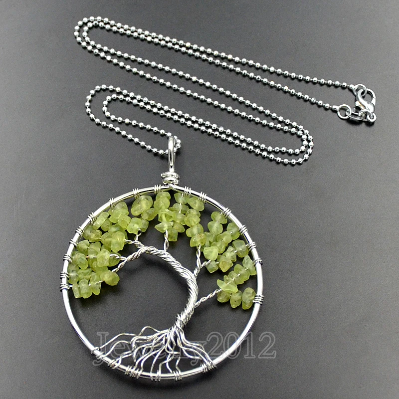 10 шт./лот натуральный оливин драгоценный камень камни Рейки Чакра чипы бусы Древо