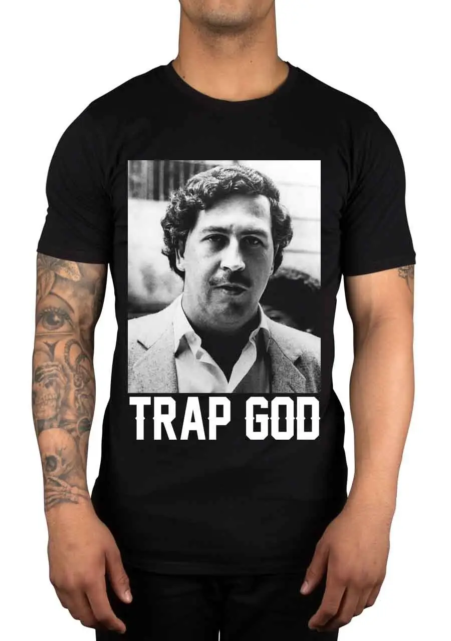 Мужская футболка с надписью Trap God Pablo Escobar Money Drugs Coke Urban TV Colombia Netflix модная