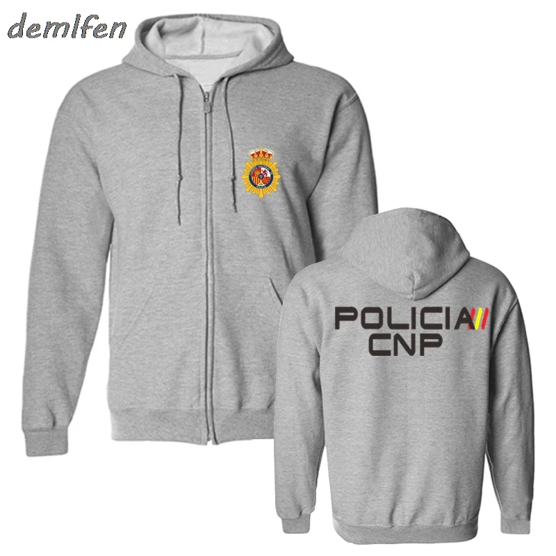 Espana Policia испанская национальная полиция Espana Policia Anti Riot Swat Geo Goes спецназ Мужская Толстовка Топы куртка толстовка - Цвет: gray 2