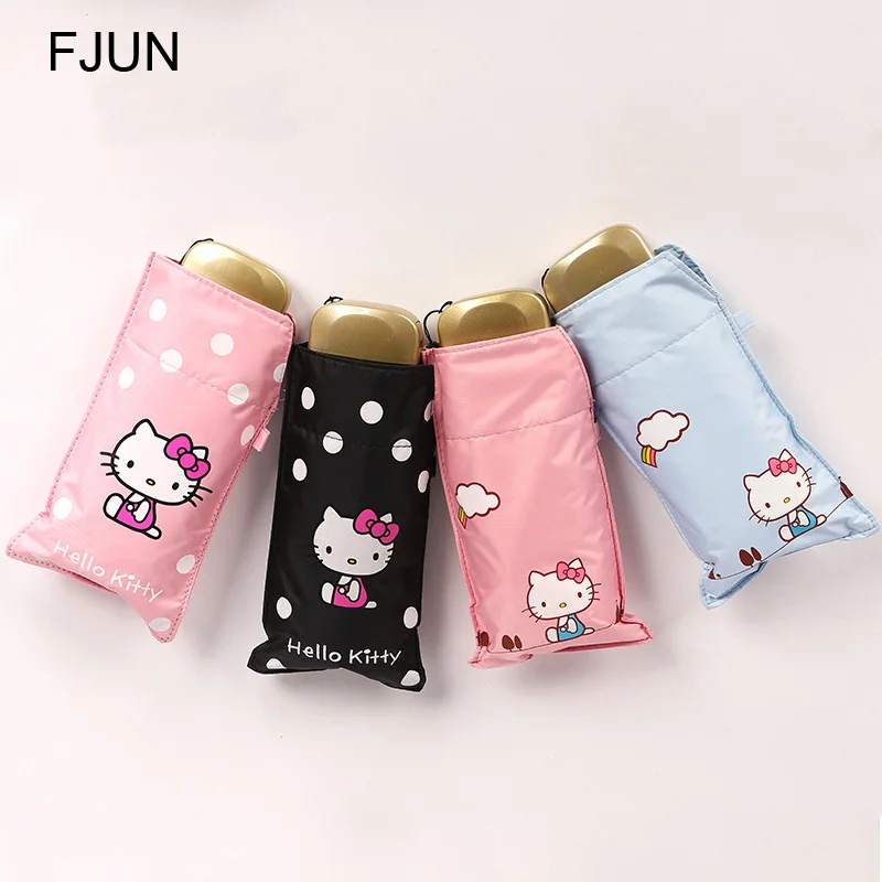 Мультфильм hello kitty зонтик дети аниме девочка милый складной зонтик студенческий женский маленький светильник Paraplu 50ys141