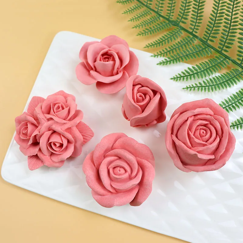 Silicone Plaster Flower Molds Handmade Soap Molds Fondant Flower Cake Molds Gypsum Rose Molds