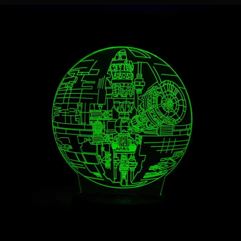 Luminaria DS-1 Death Star 3D LED Night Light 7 Color Gradient Touch Table Desk Lamp Room Decor Colorful Kids Wars Fans Gift | Лампы и