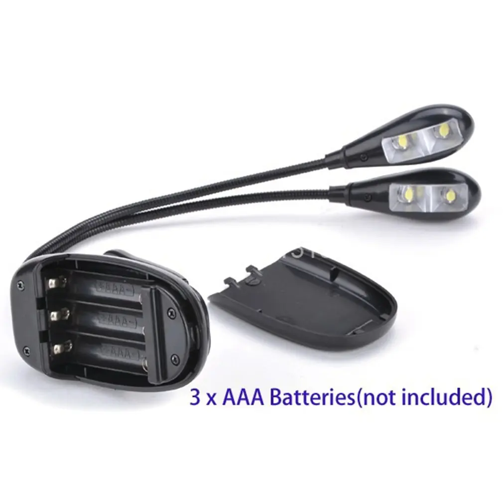 Портативный двойной зажим на батарейке питания 4 светодиода для чтения