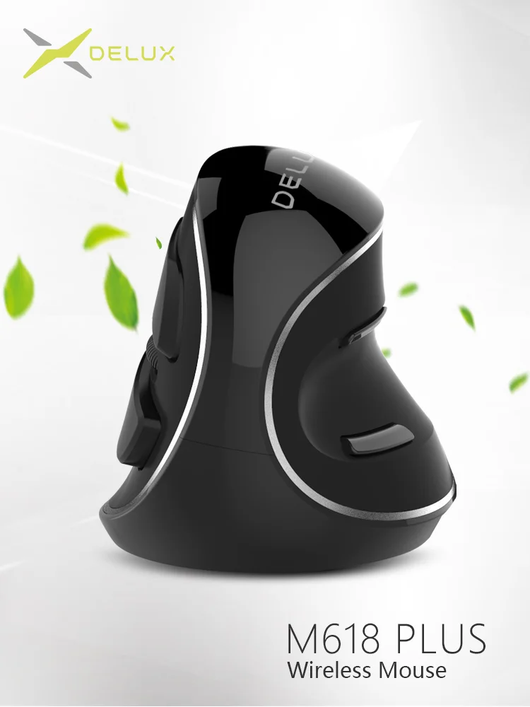 M618 PLUS Wireless Вертикальная мышь Delux M618 плюс эргономичная Вертикальная Беспроводной Мышь 800/1200/1600 Точек на дюйм 6 Функция Кнопки оптическая мышь с Съемный Упор для рук - Цвет: M618 PLUS Wireless