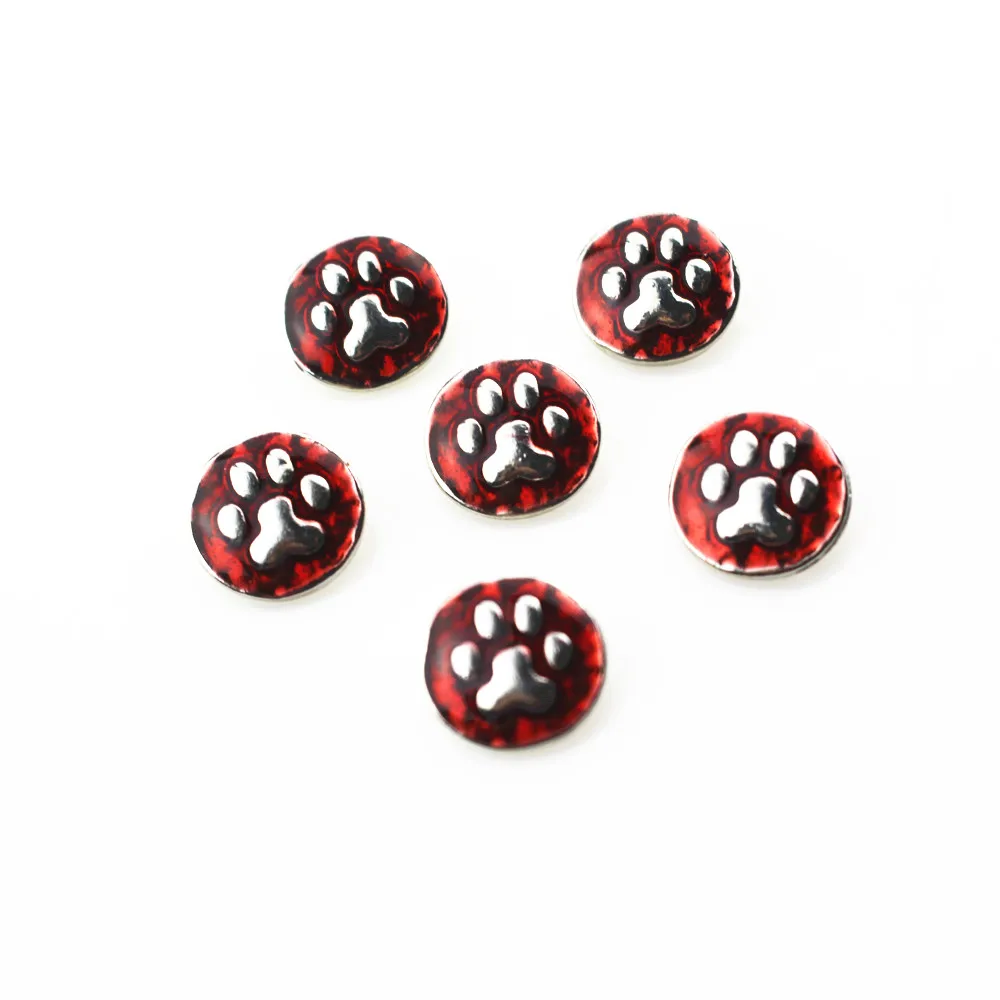 

Новое поступление, 20 шт./лот, металлические кнопки в виде Красной собачьей лапы, сменные ювелирные изделия с имбирным браслетом 12 мм