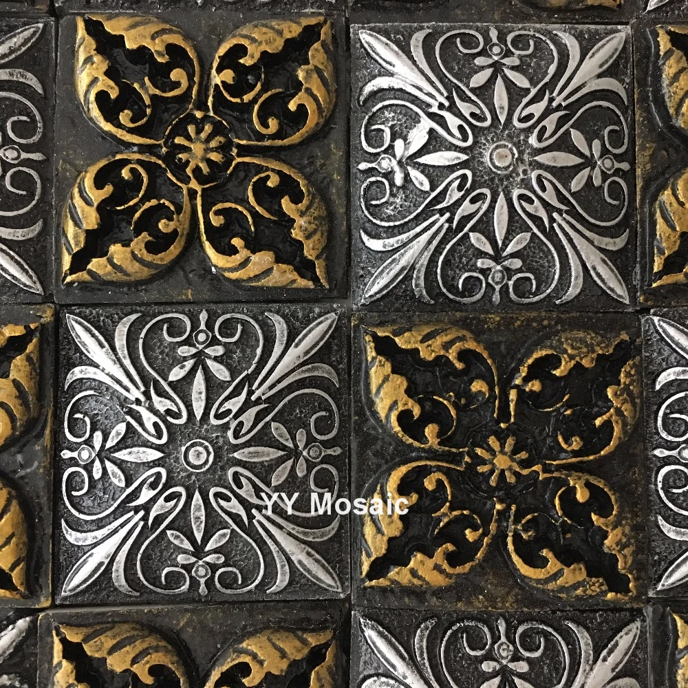 3D Винтаж тиснением Смола из золотистого металла сочетает в себе щитка мозаика