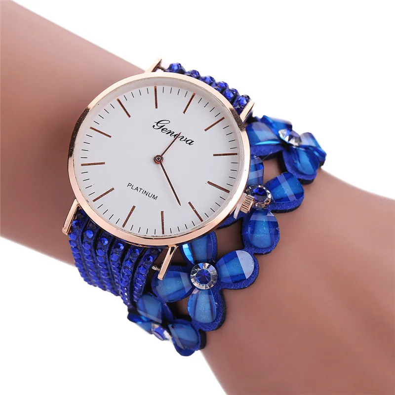 Watches Color 2 Модные женские кварцевые часы для отдыха, браслет с кристаллами и бриллиантами, кожаный ремешок, браслеты для женщин, часы Relojes Mujer - Цвет: Watches Color 2