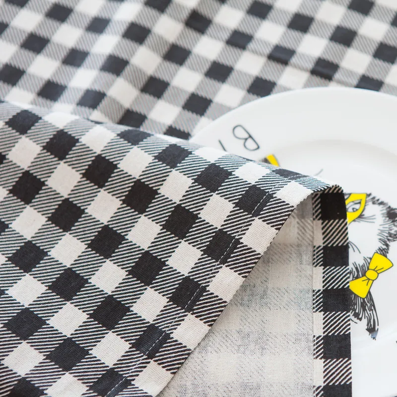 Free Shiping Black White Plaid Tablecloth Cover Linen Toalha De Mesa Nappe Rectangulaire Concise Manteles Para Tafelkleed | Дом и сад