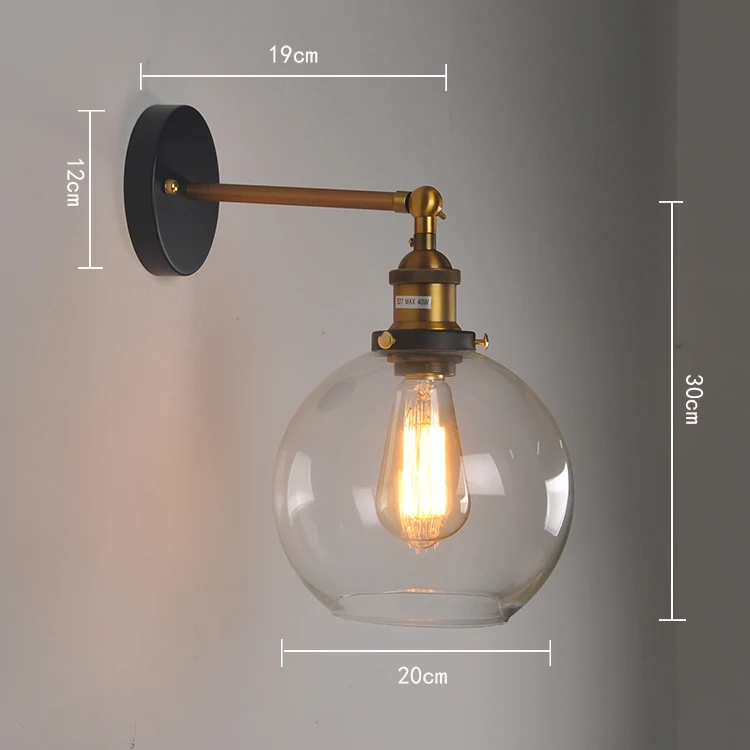 IWHD стеклянный шар ретро настенные светильники для столовой светодиодные