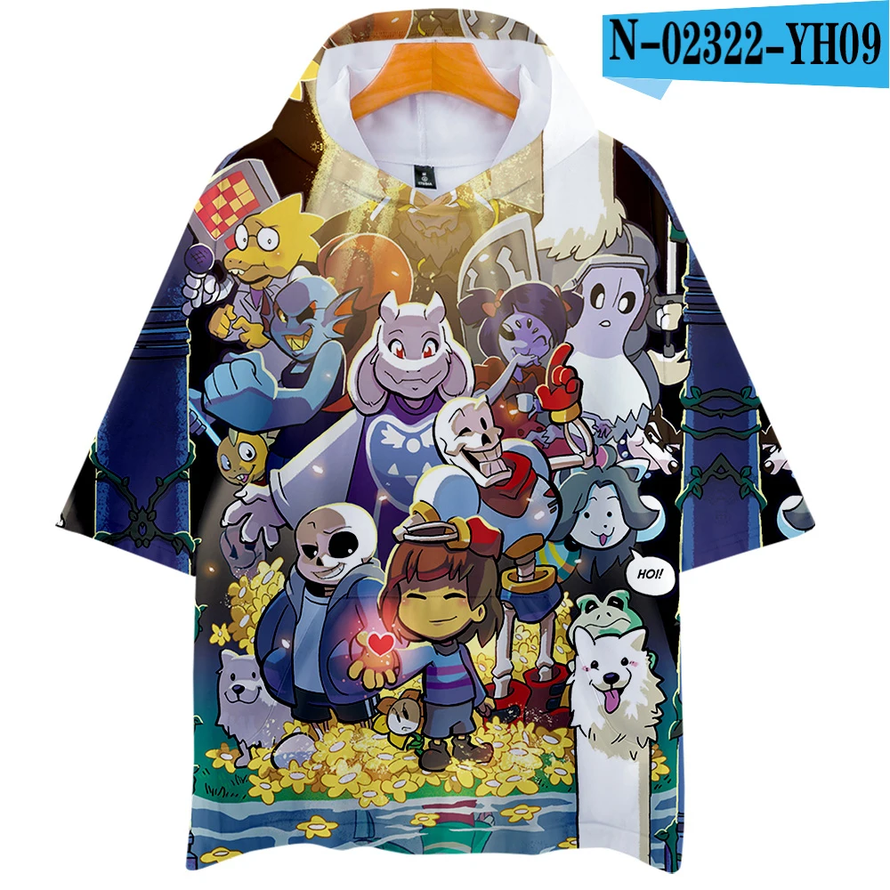 Undertale 3D Футболка с принтом Мужская мода Harajuku повседневная с коротким рукавом Kawaii популярная игра 3D футболка с капюшоном XXS-4XL - Color: N02322