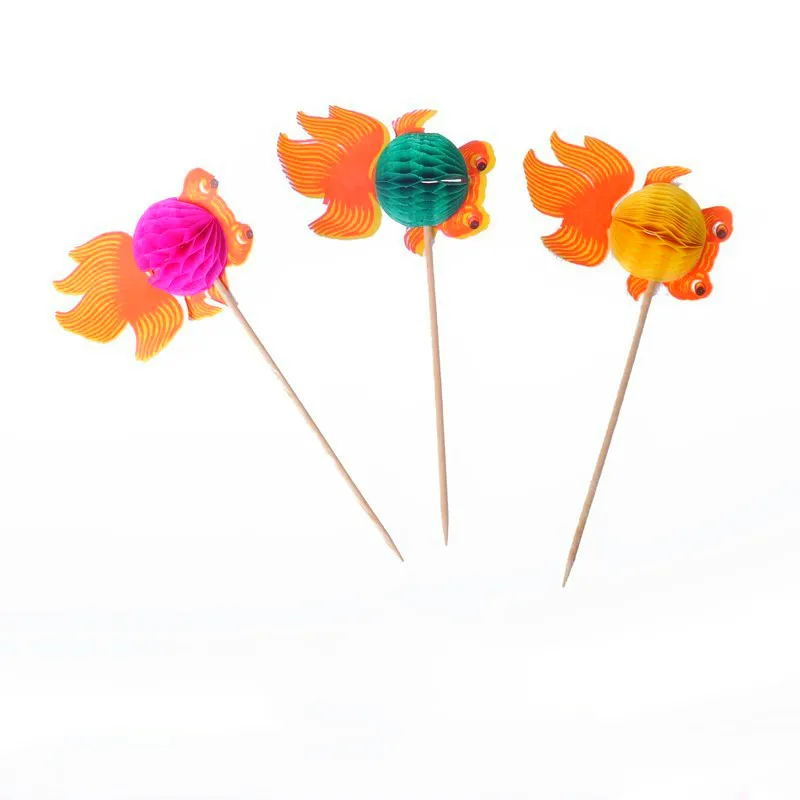Goldfish Павлин бамбуковая палочка для еды буфет вилка фруктов вечерние салата